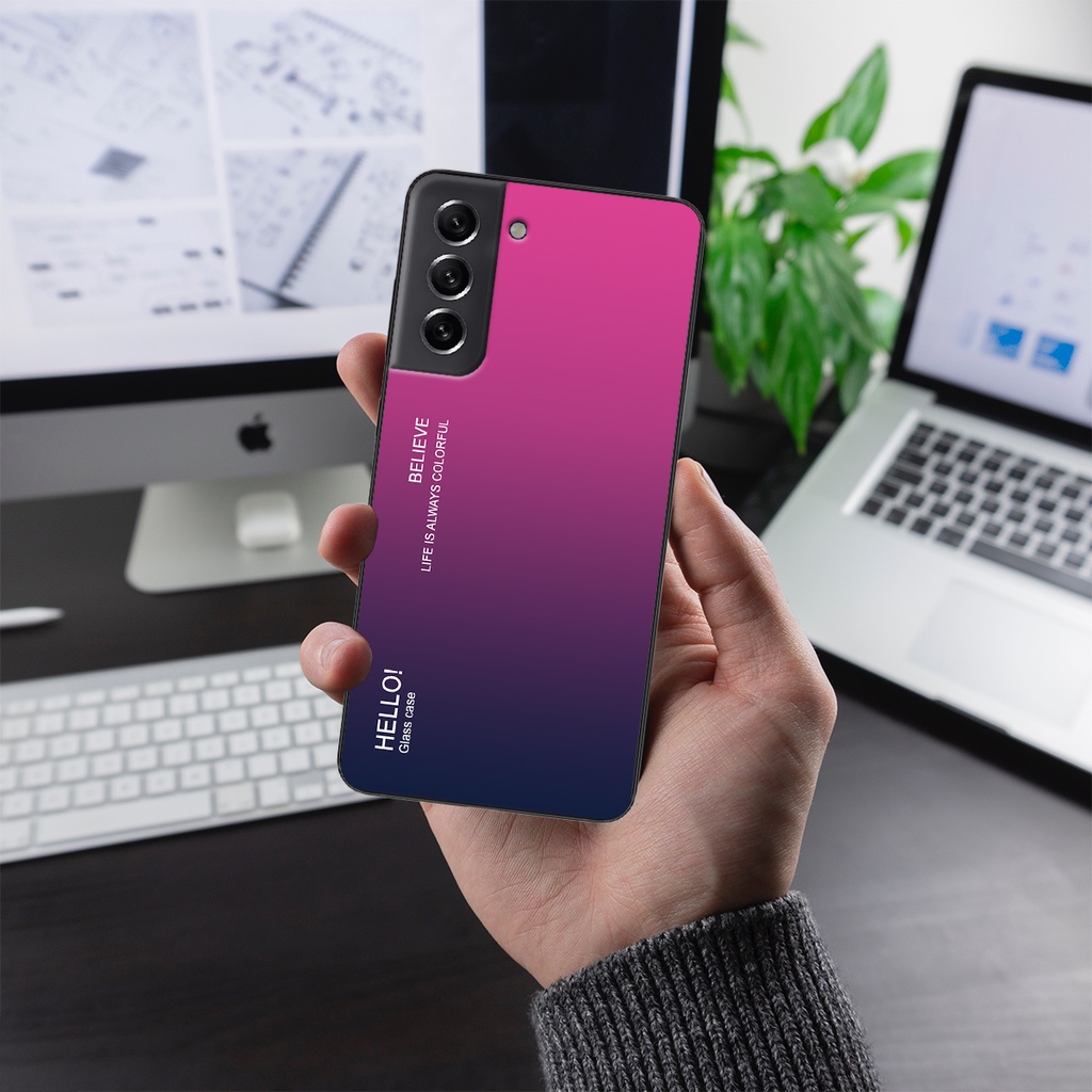 Ốp điện thoại Samsung Galalxy S21 FE - Gradient edition, chất liệu kính cường lực