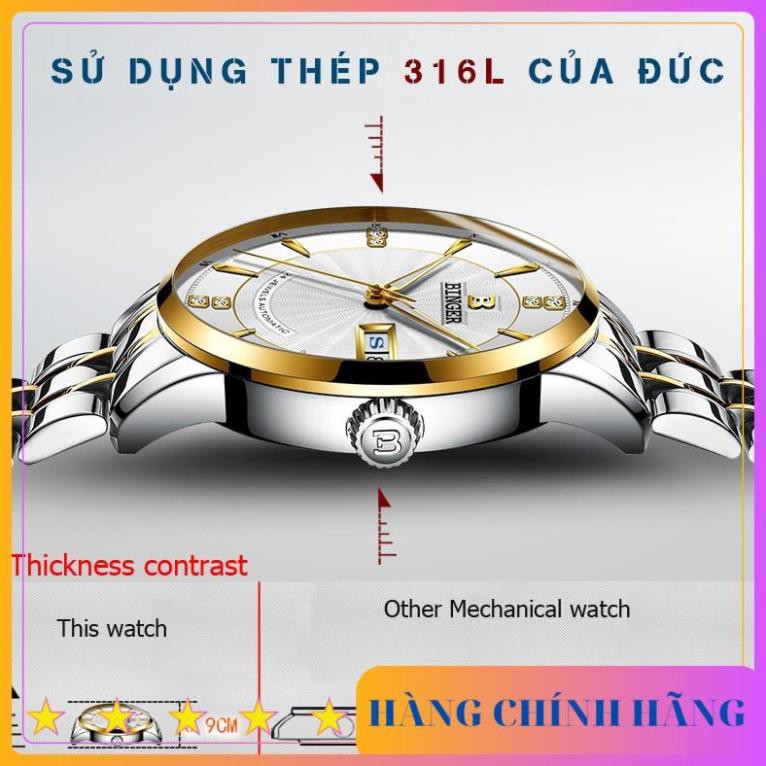 [ HÀNG CHẤT LƯỢNG ] Đồng hồ Nam BINGEN Kính Tráng SAPPHIRE – Dây Thép Đúc Đặt & Khóa Bướm - Thương Hiệu Cao Cấp Của ĐỨC