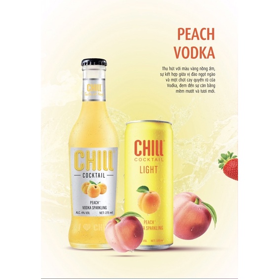 Nước Trái Cây Lên Men Chill Cocktail Peach Vodka Sparkling 4% 275ml