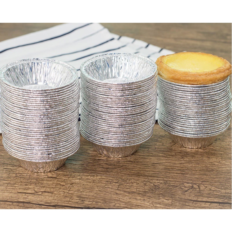 Set 250 Đế Cốc Chén Giấy Bạc Lót Lò Nướng Bánh Tart Trứng Nồi Chiên Không Dầu Tiện Dụng