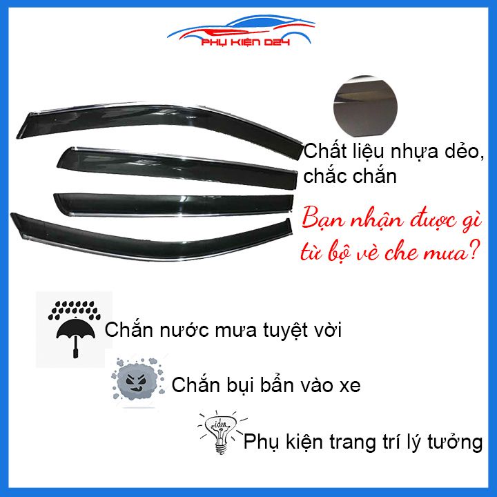 Vè mưa Ranger 2013-2014-2015 vè chỉ mạ che mưa bảo vệ xe