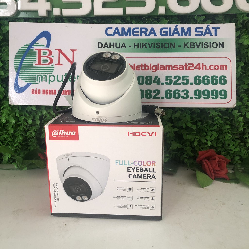 [Mã 159ELSALE hoàn 7% đơn 300K] Camera Dahua HDW 1239TP-A-LED có mic full màu ban đêm dome kim loại