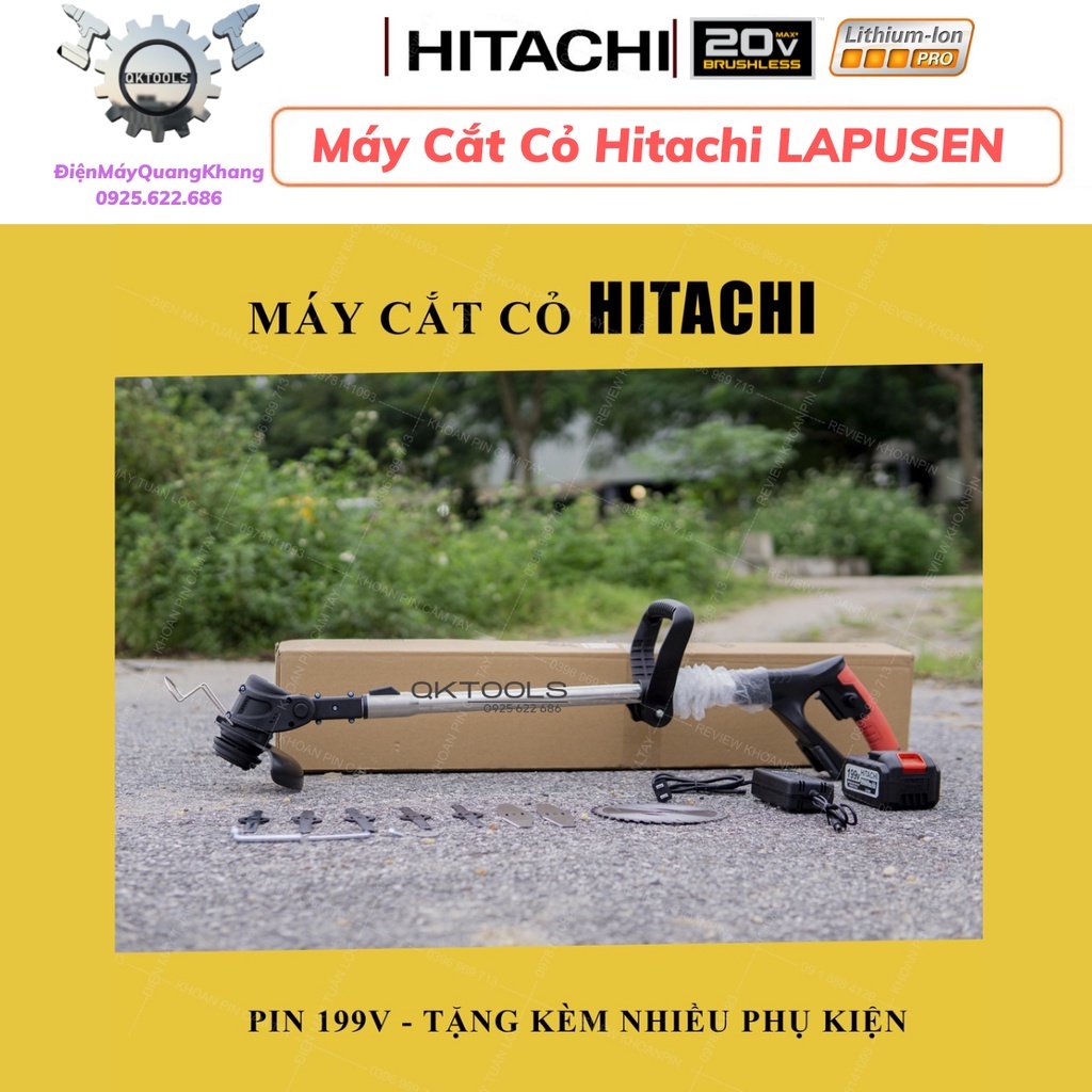 Máy cắt cỏ tỉa cành Hitachi 199v tặng kèm 8 lưỡi cắt