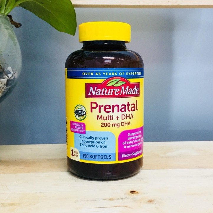 [DATE 2023] 150 Viên uống Vitamin tổng hợp cho bà bầu Nature Made Prenatal multi + DHA