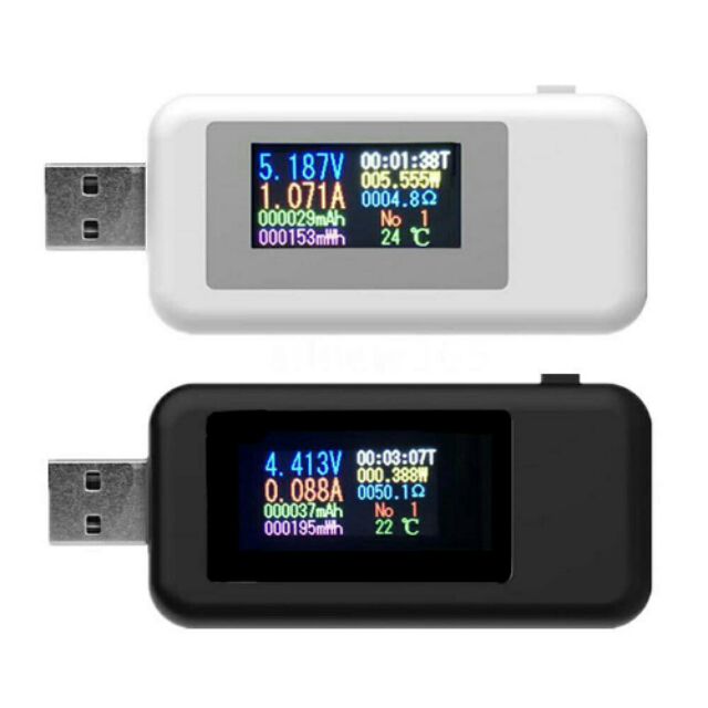 USB Tester màn LCD màu hiển thị 9 thông số cao cấp (màu đen)