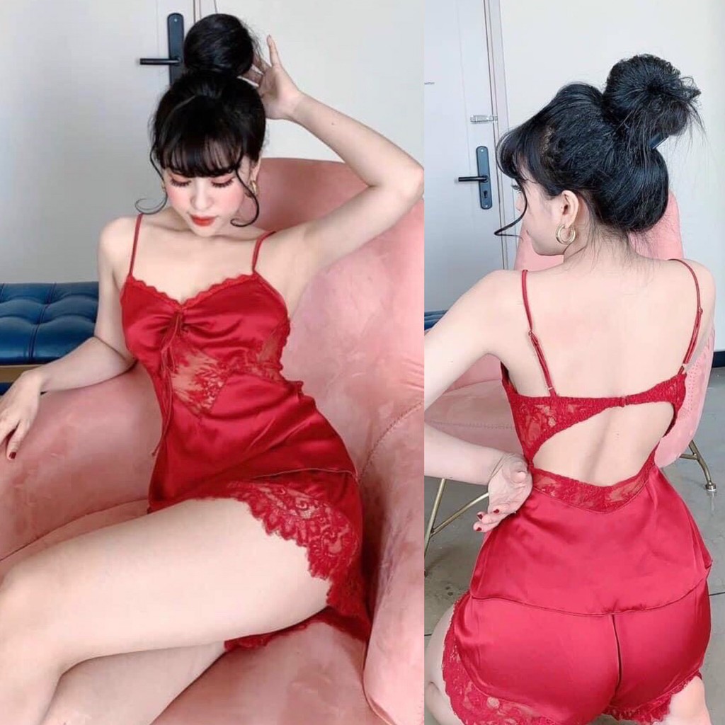 Đồ bộ mặc nhà❣️FREESHIP❣️Đồ ngủ sexy 2s ren bụng vải satin cao cấp hàng độc quyền❣️❣️ Freesize 40-60 kg