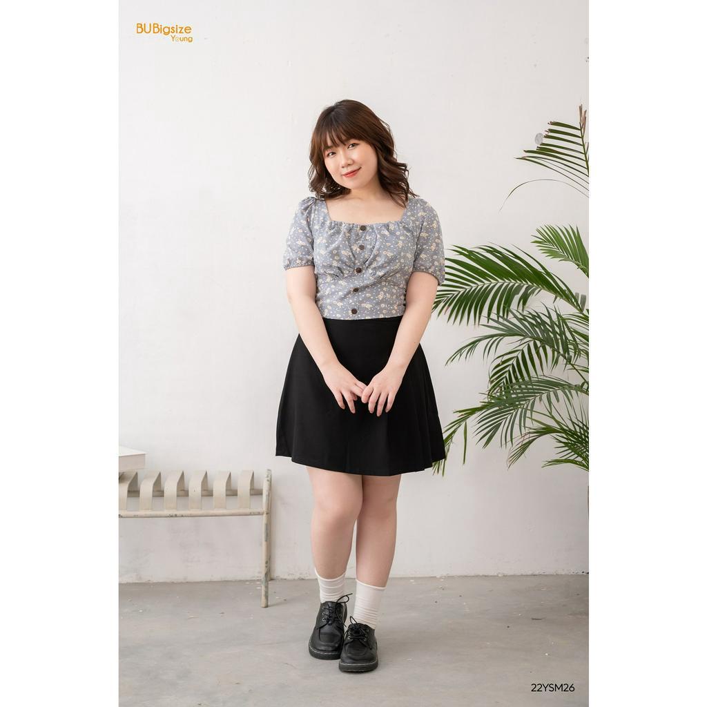 Áo croptop hoa cổ vuông can eo BIGSIZE (55kg đến 95kg) - 22YSM26 - [BU Bigsize Young]