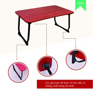 Bàn gấp học sinh gấp gọn bàn học mini đẹp sử dụng gỗ thịt 100% tiện lợi màu đỏ FLATINOR