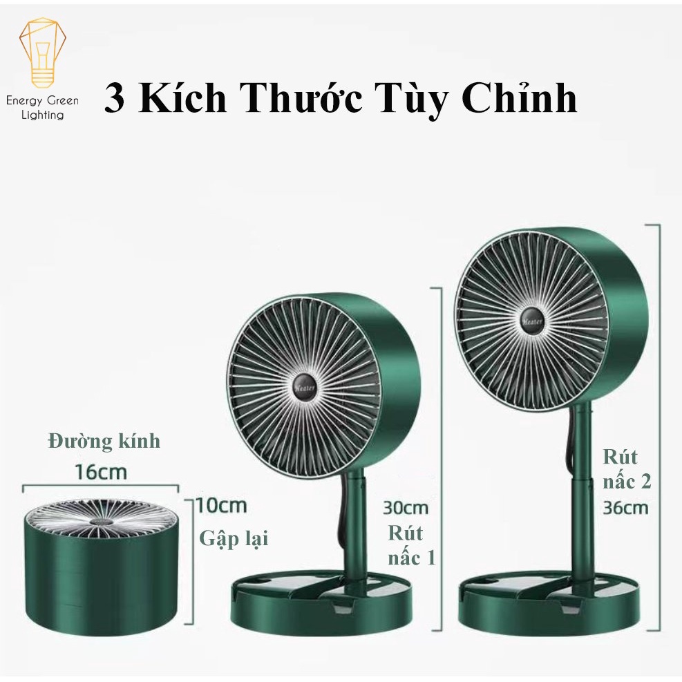 Máy Sưởi Để Bàn Energy Green Lighting TN036, Quạt Sưởi Mini - Công Nghệ Sưởi Gốm PTC Ceramic-Công Suất 600-1000w