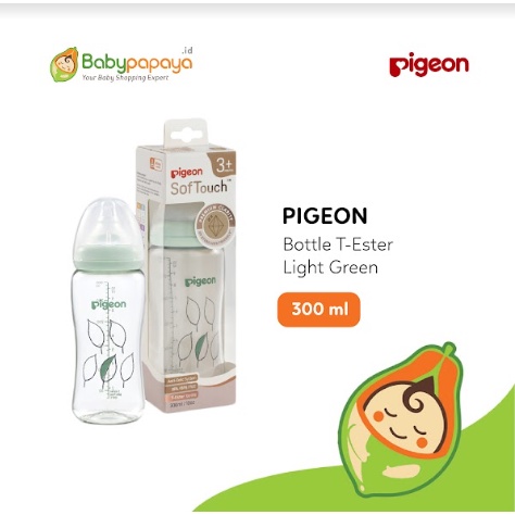 Bình Sữa Pigeon 300ml Cổ Rộng Màu Xanh Lá Nhạt W / P-Plus