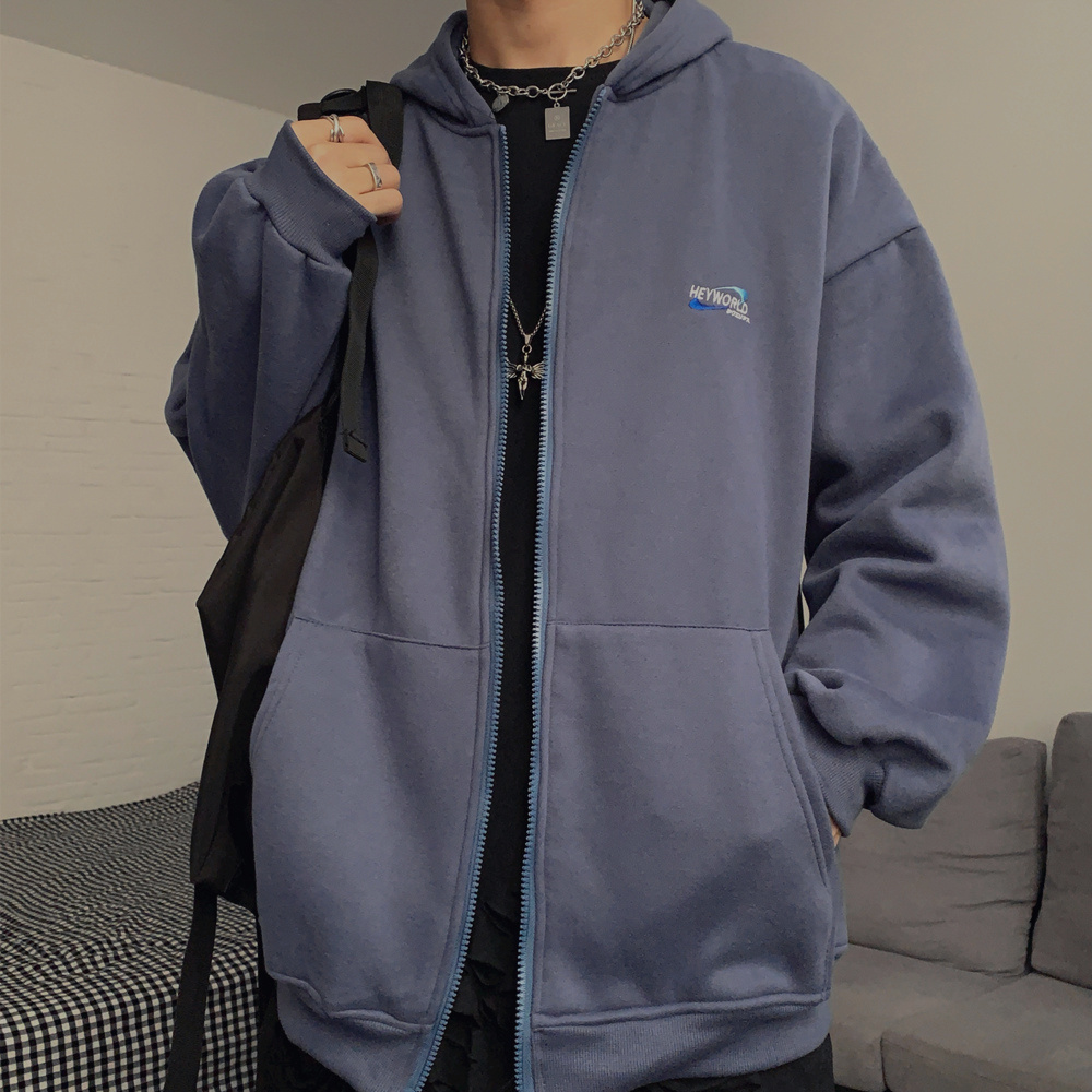 Áo Khoác Hoodie Dáng Rộng Phối Khóa Kéo In Chữ Đơn Giản Phong Cách Harajuku 226782 | BigBuy360 - bigbuy360.vn