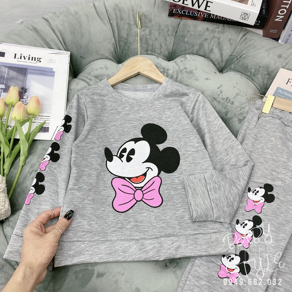 Bộ quần áo thu đông &quot;MICKEY&quot; 14-45kg cho bé gái 4-14 tuổi. Thiết kế xinh xắn, đáng yêu. G30