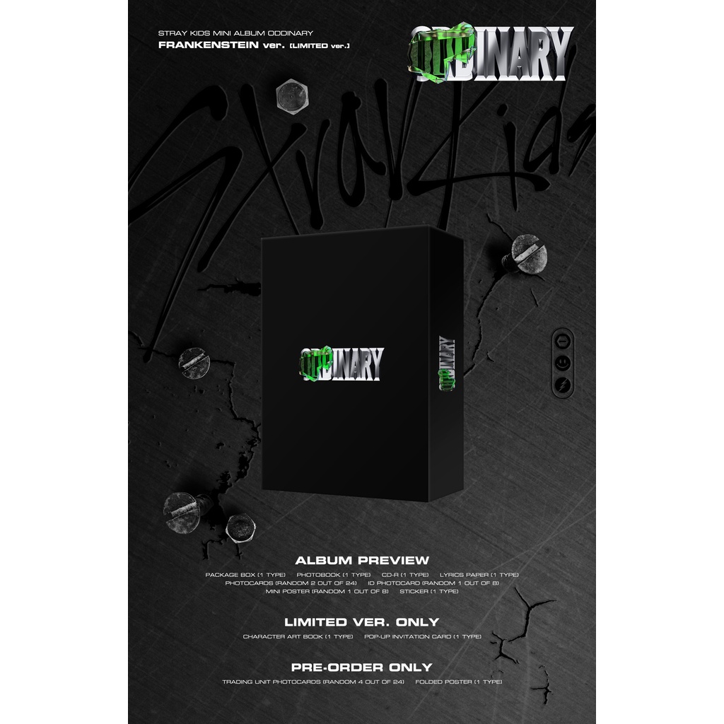 Album Stray Kids - ODDINARY (FRANKENSTEIN) + Quà 1 ảnh khổ A5 hình bias (ghi chú khi đặt hàng)