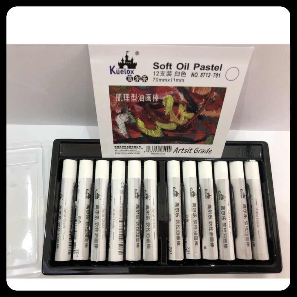 [Lỗ Store] Màu Soft Oil Pastel Kuelox ( phấn dầu ) - bộ 12 cây màu trắng