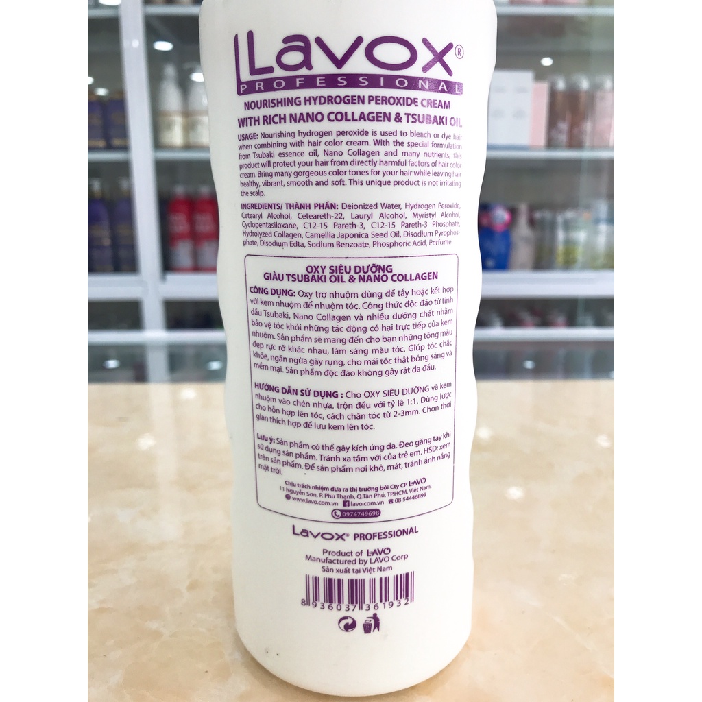 Oxy Trợ Nhuộm Lavox 6%-9%-12% Chính Hãng Công Ty 1000ml