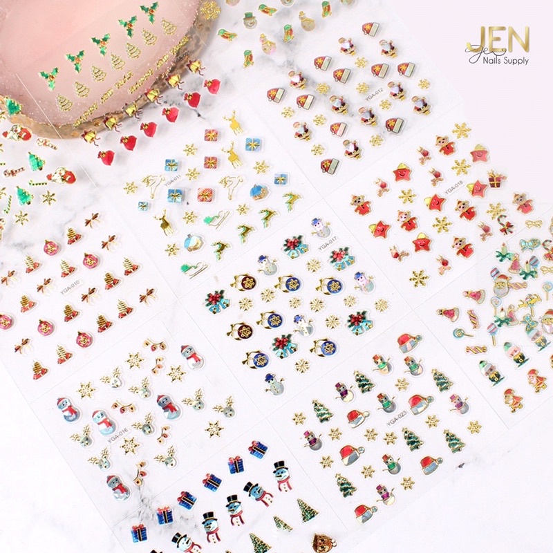 Sticker noel dán móng-hình dán nail bông tuyết giáng sinh