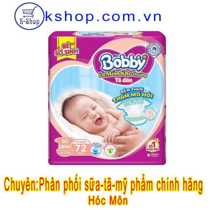 Tã dán Sơ Sinh Bobby size XS 72 miếng cho bé 5KG- MẪU MỚI