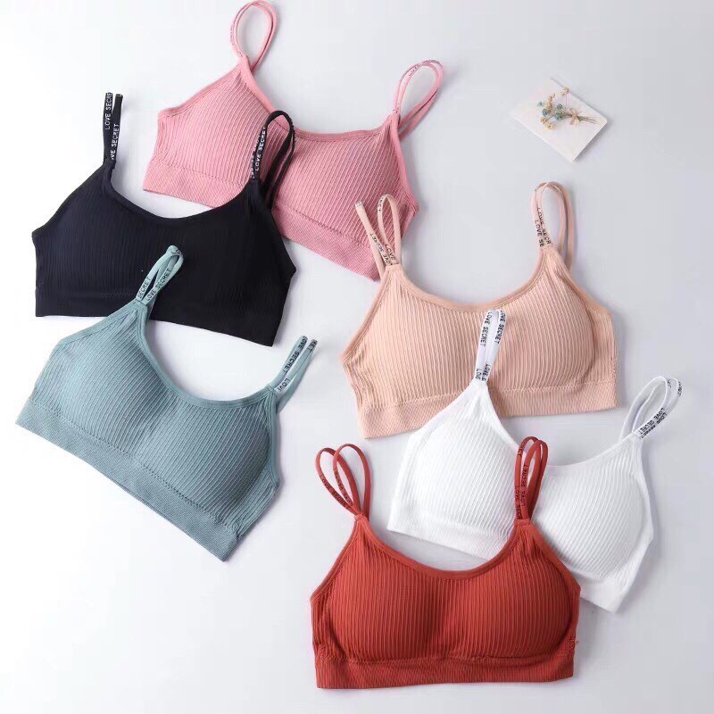 Áo thể thao bra croptop viền chữ