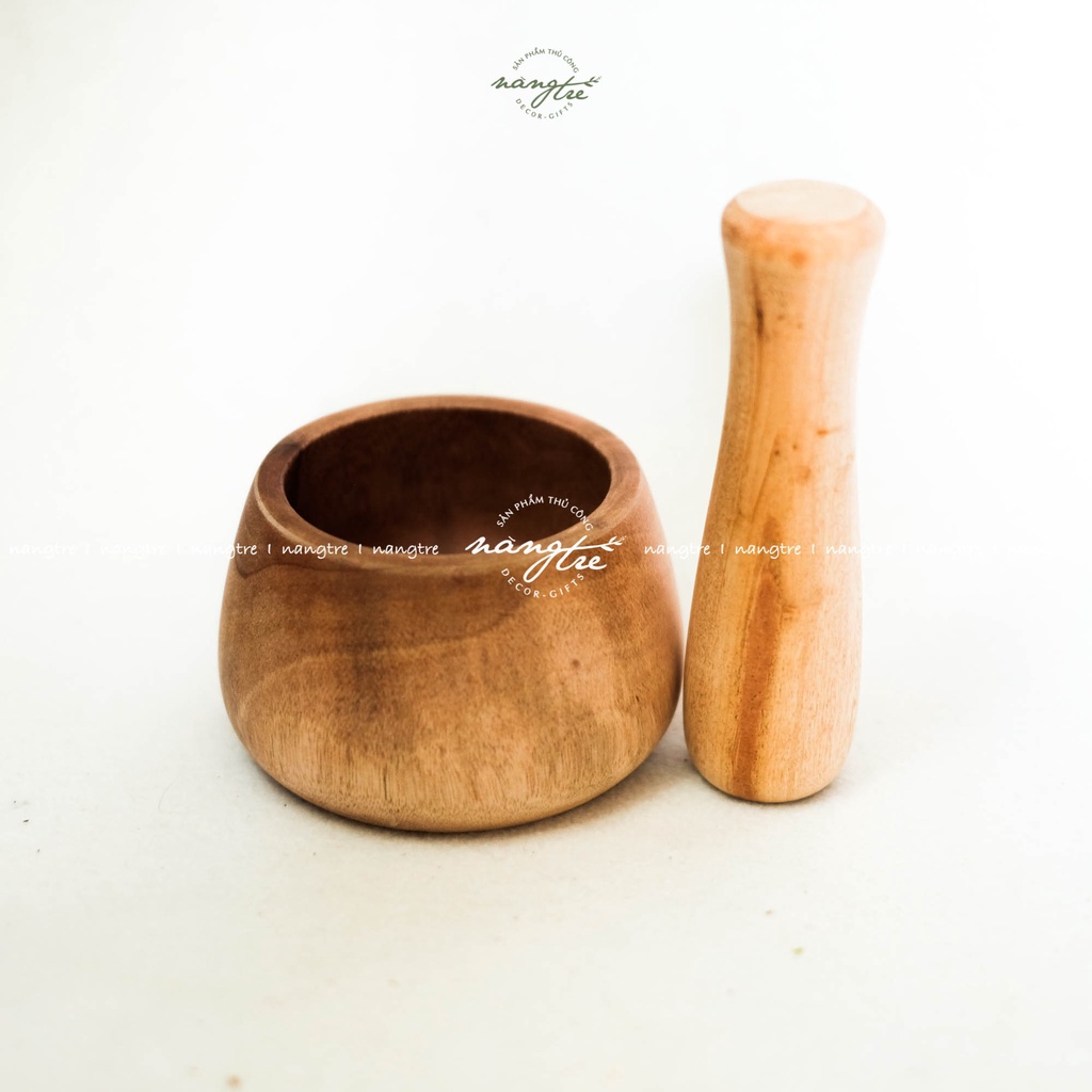 Bộ chày giã cối gỗ hiện đại- mortar pestle