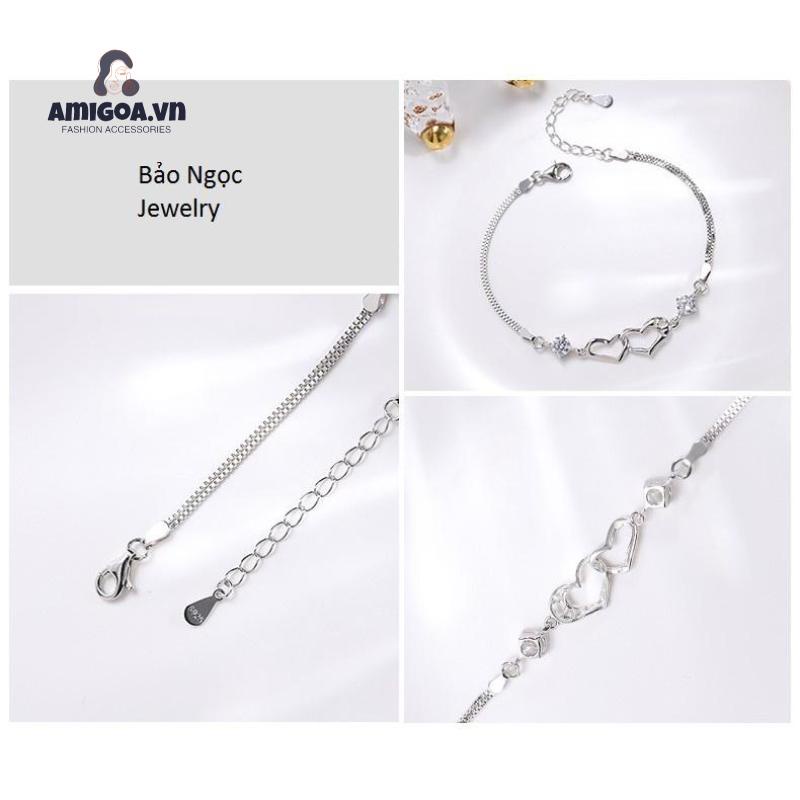 ✨✨Lắc Tay Bạc Ý Hình Trái Tim Đôi Thông Điệp Tình Yêu S925 Cao Cấp