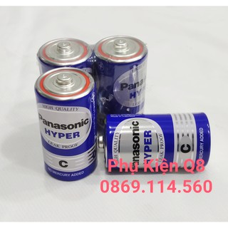 COMBO 4 Viên Pin PANASONIC size trung C màu xanh