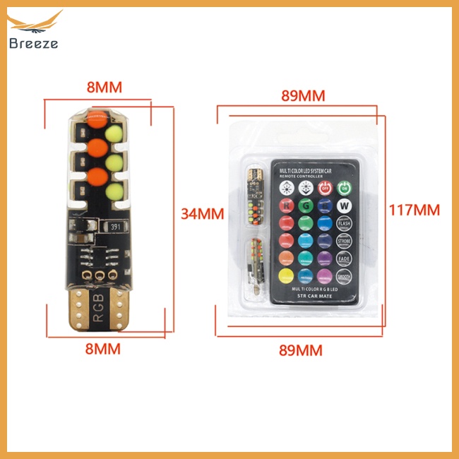 Bóng Đèn Led T10 Rgb 12v Rgbw Kèm Điều Khiển Từ Xa Dành Cho Ô Tô