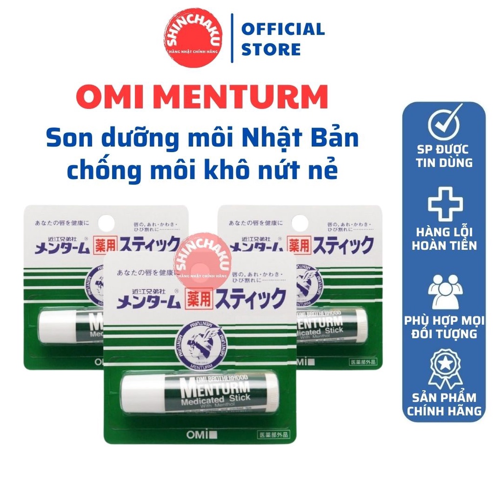 Son dưỡng môi Omi Menturm Nhật Bản chống môi khô nứt nẻ - Thỏi 4g