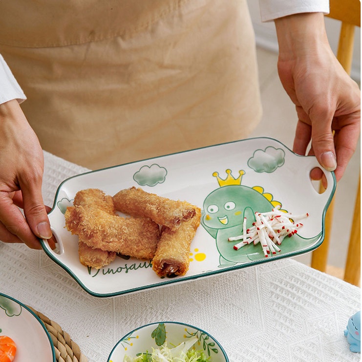 Bộ chén dĩa bát đĩa hình khủng long siêu kute