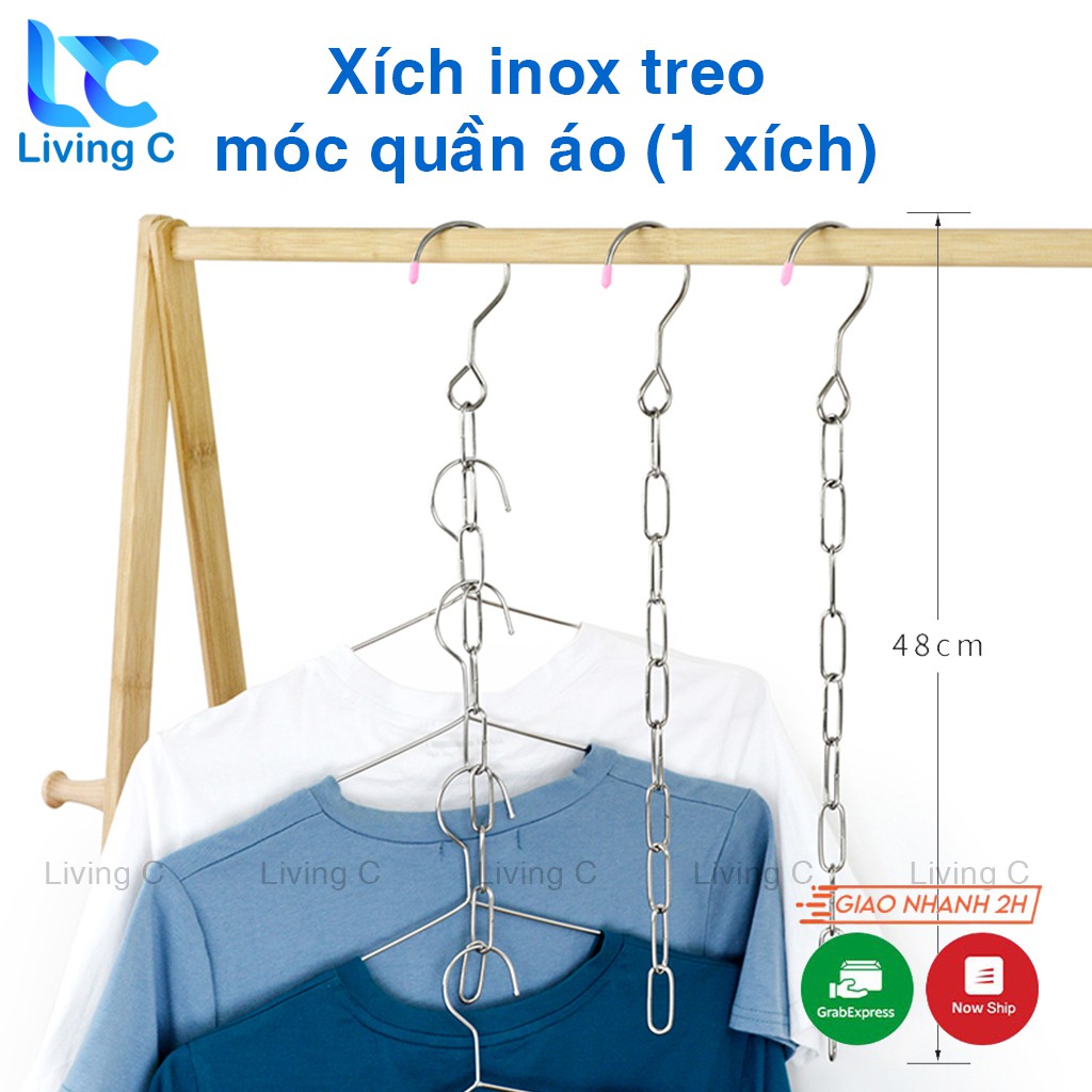 Dây XÍCH INOX treo móc quần áo Living C thông minh tiết kiệm diện tích tủ _X35