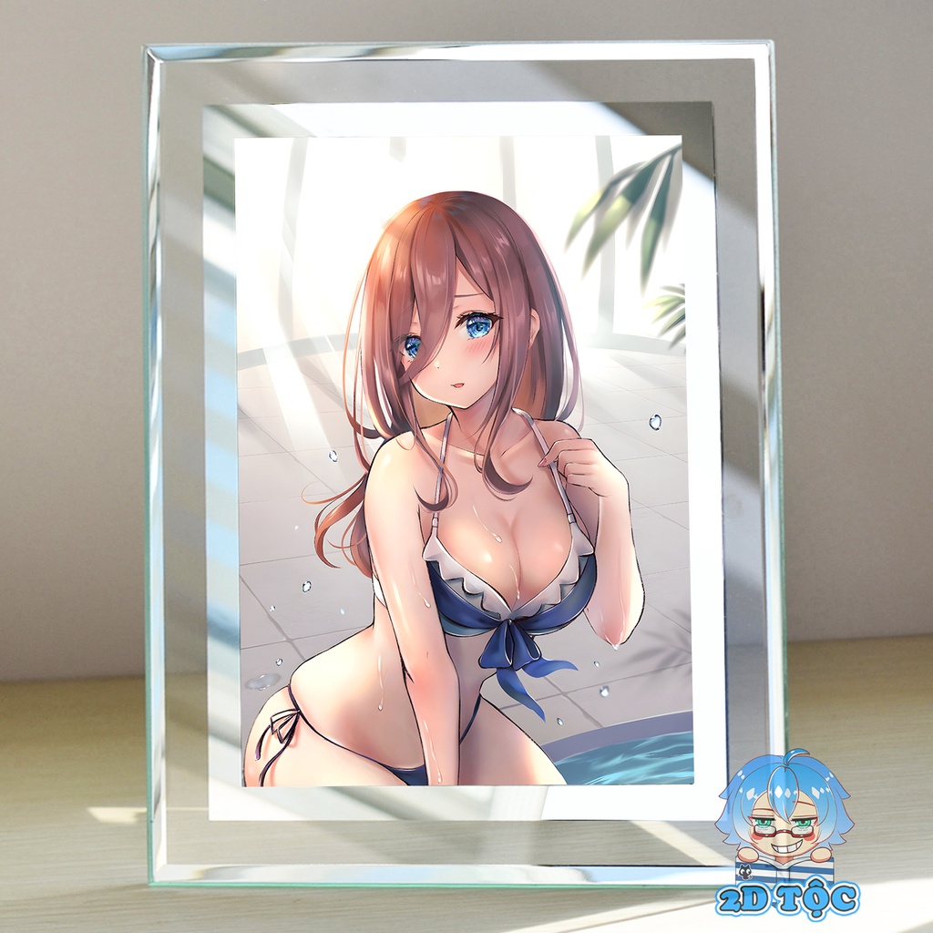 Khung ảnh kính Nakano Miku (4) Anime Manga NHÀ CÓ 5 NÀNG DÂU kích thước A4 A5 13x18 by 2D Tộc Shop