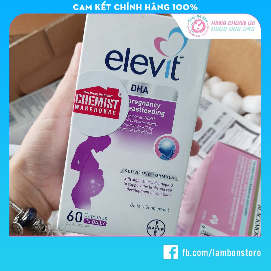 [Có Tem Chemist] Elevit DHA - Viên uống bổ sung Elevit DHA for Pregnancy and Breastfeeding 60 viên date 11/2021