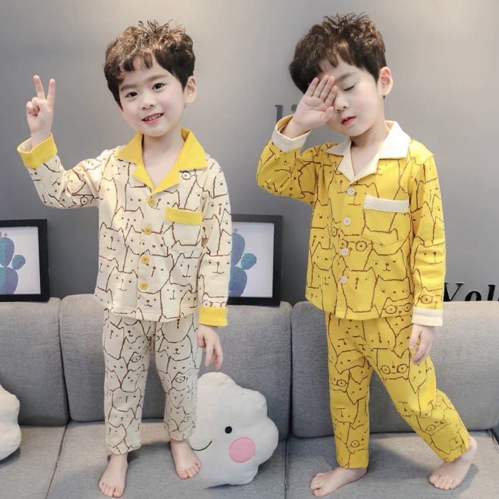 Bộ pijama dài tay mặt mèo cho bé - BM_BABYSHOP