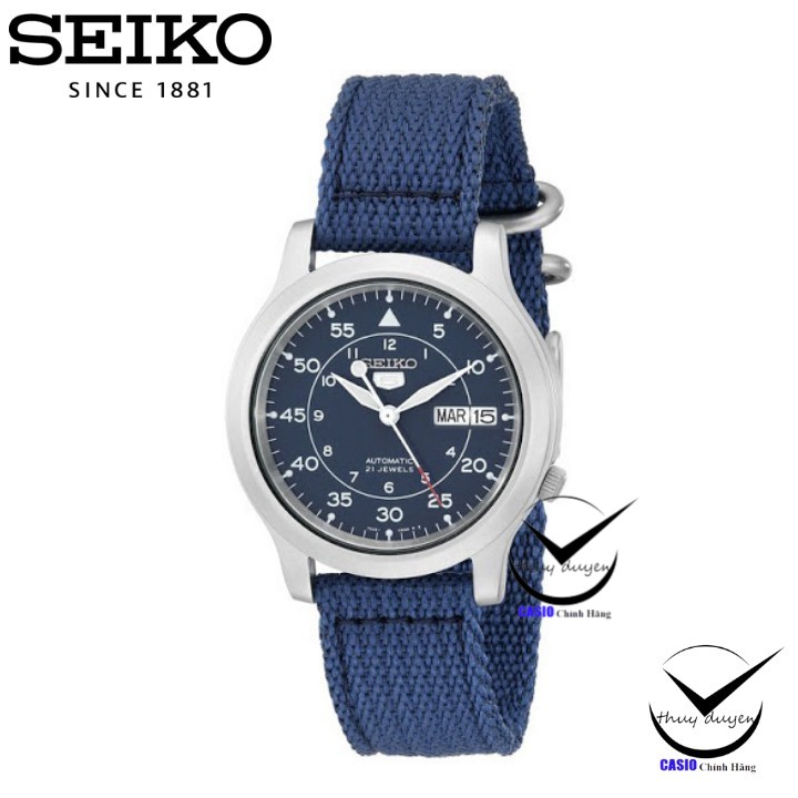 Đồng Hồ Nam Seiko 5 quân đội SNK807K2S - Máy cơ - Dây Nato Xanh lam - Mặt Xanh , chống nước , bảo hành chính hãng