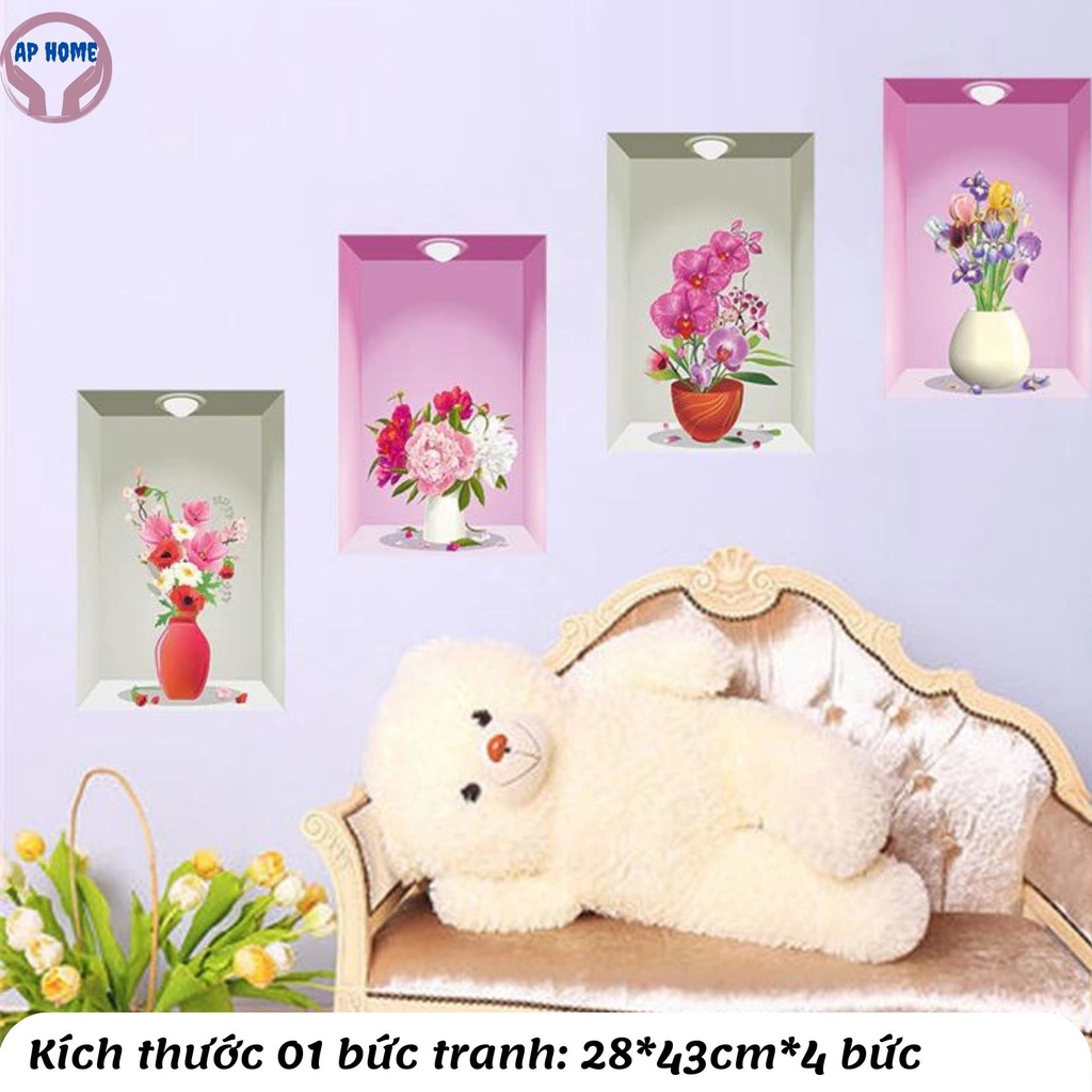 Tranh dán tường 3d trang trí nhà cửa văn phòng decal hình công, bóng đá, giá sách