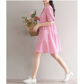 Váy bầu kate màu hồng mã v002