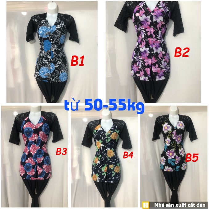 BỘ BÀ BA BÔNG TAY REN GHÉP QUẦN ĐEN(40-72KG)