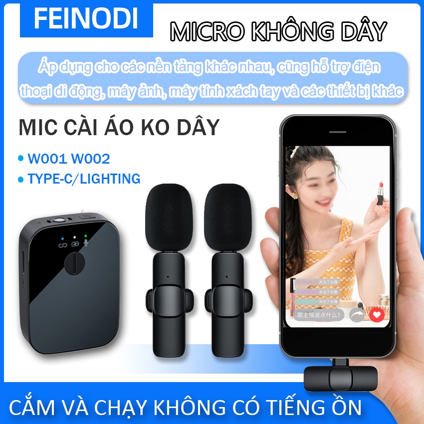 Feinodi Micro Không Dây Cài Áo Thu Âm Cho Điện Thoại Micro mini mic cài áo ko dây kẹp cổ áo Thu âm Livestream