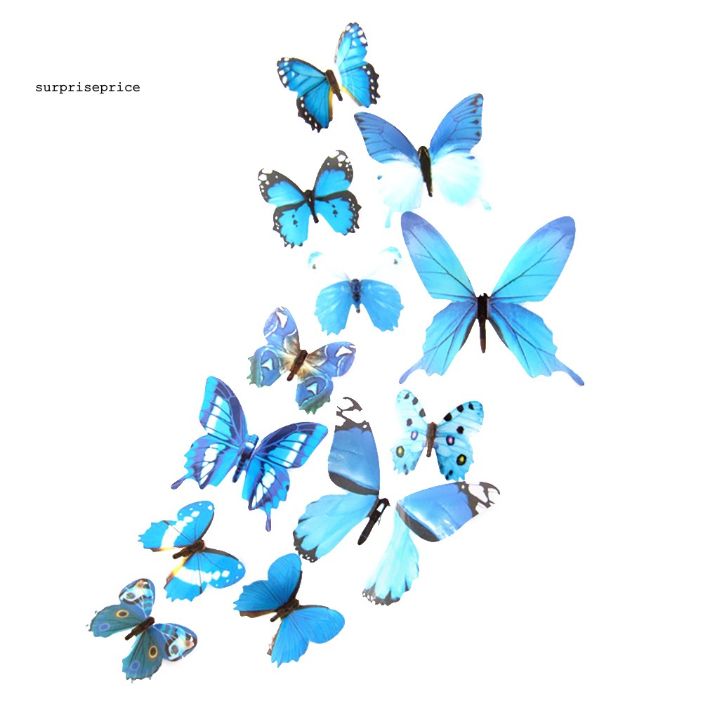 Nhãn dán tường họa tiết bướm 3D trang trí nhà cửa xinh xắn