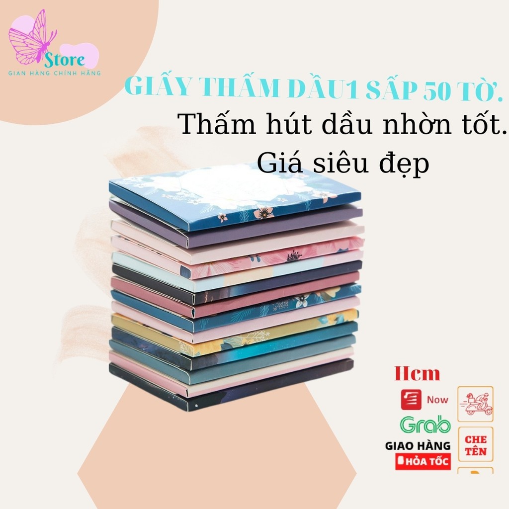 Giấy thấm dầu da nhờn- Giấy thấm dầu da mặt hộp 50 miếng tốt cho da dầu, da mụn