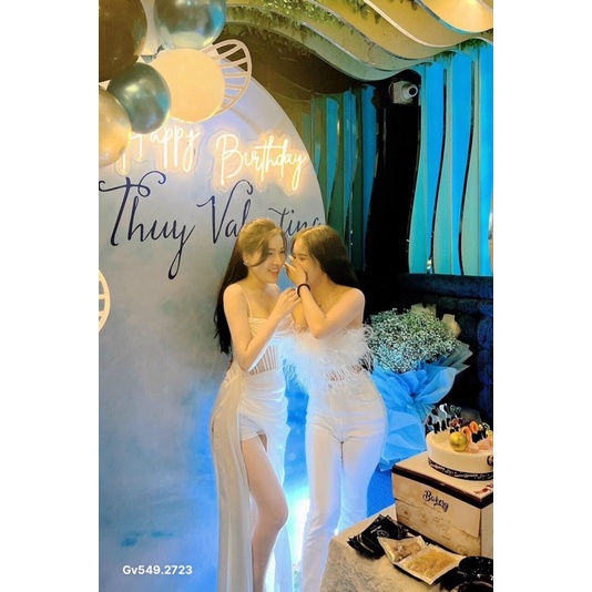 G15- đầm phi cup nhún xẻ 2 dây GV549, eo 68