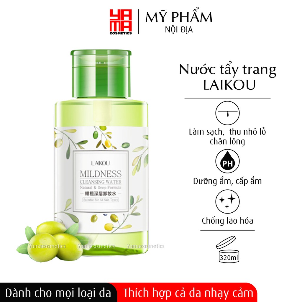 Nước tẩy trang Laikou 320ml- sản phẩm làm sạch da mặt cao cấp không cồn, sạch sâu, dịu nhẹ, thích hợp với mọi loại da | BigBuy360 - bigbuy360.vn