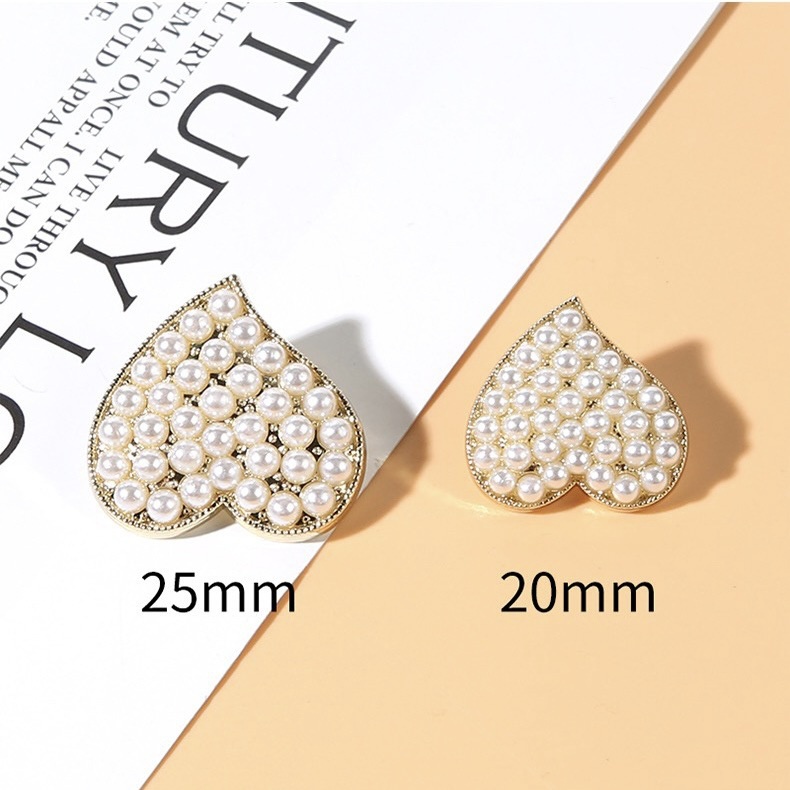 10 Nút Áo Hình Trái Tim Bằng Kim Loại Thời Trang 20 / 25mm