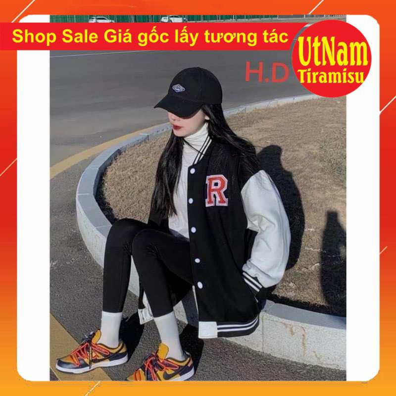 Áo Bomber Jacket Chữ R Đỏ form thụng nam nữ unisex