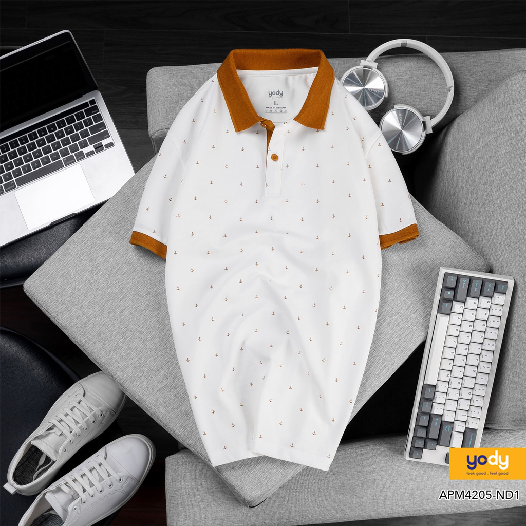 Áo thun polo nam hoạ tiết mỏ neo YODY trẻ trung năng động - APM4205 | BigBuy360 - bigbuy360.vn