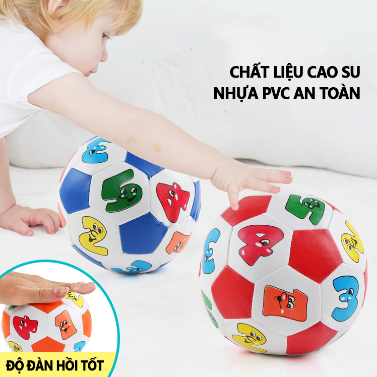 Bóng cao su trẻ em in số ngộ nghĩnh nhiều màu sắc phát triển thị giác và vận động cho bé (Giao màu ngẫu nhiên)