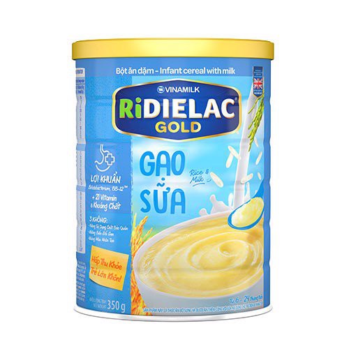 Bột ăn dặm Vinamilk RiDielac Gold Gạo Sữa - Hộp giấy 200g - Hộp thiếc 350g