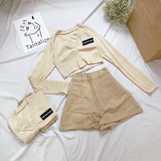 Set áo croptop & quần begie (ảnh thật ở cuối)