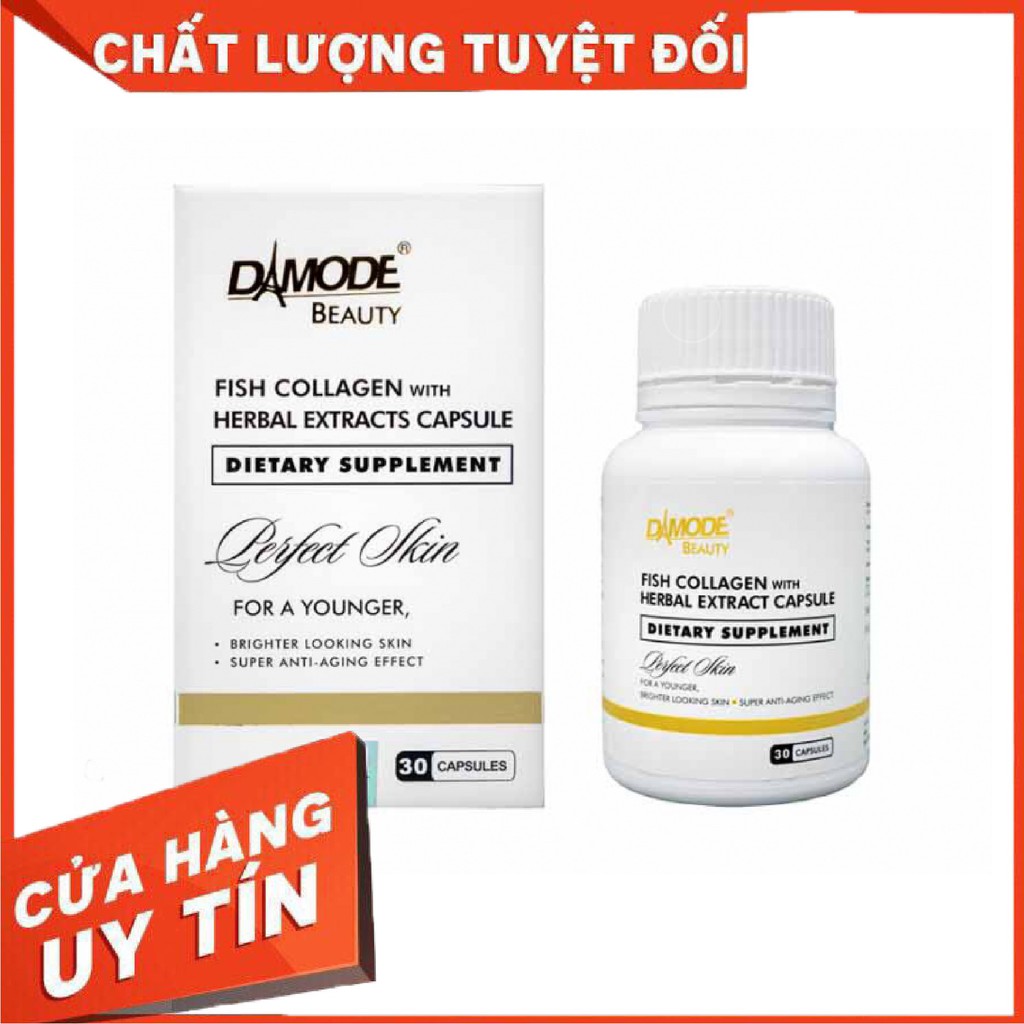 Perfect Skin Fish Collagen With Herbal Extracts Capsule Viên Trắng Da Collagen, Chống lão hoá Damode [ Hàng Thật ]