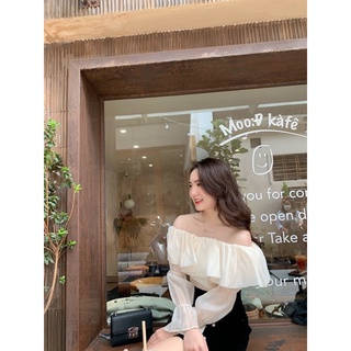 [ Ảnh shop chụp] Áo trễ vai voan tiểu thư