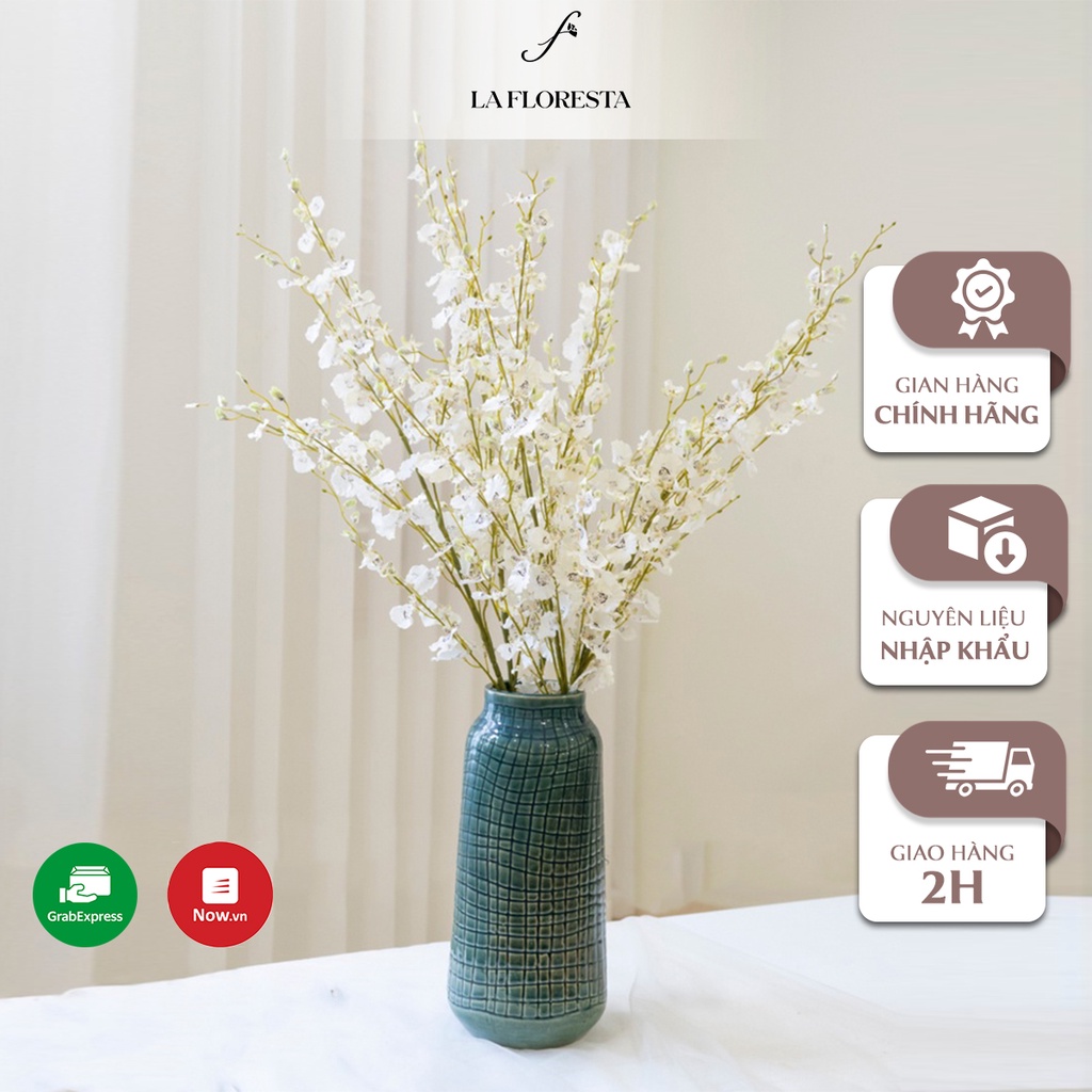 Cành Hoa Lan Vũ Nữ Giả LA FLORESTA Tượng Trưng Cho Sự May Mắn, Chất Liệu Lụa Cao Cấp, Thiết Kế Dễ Cắm, Uốn Dẻo
